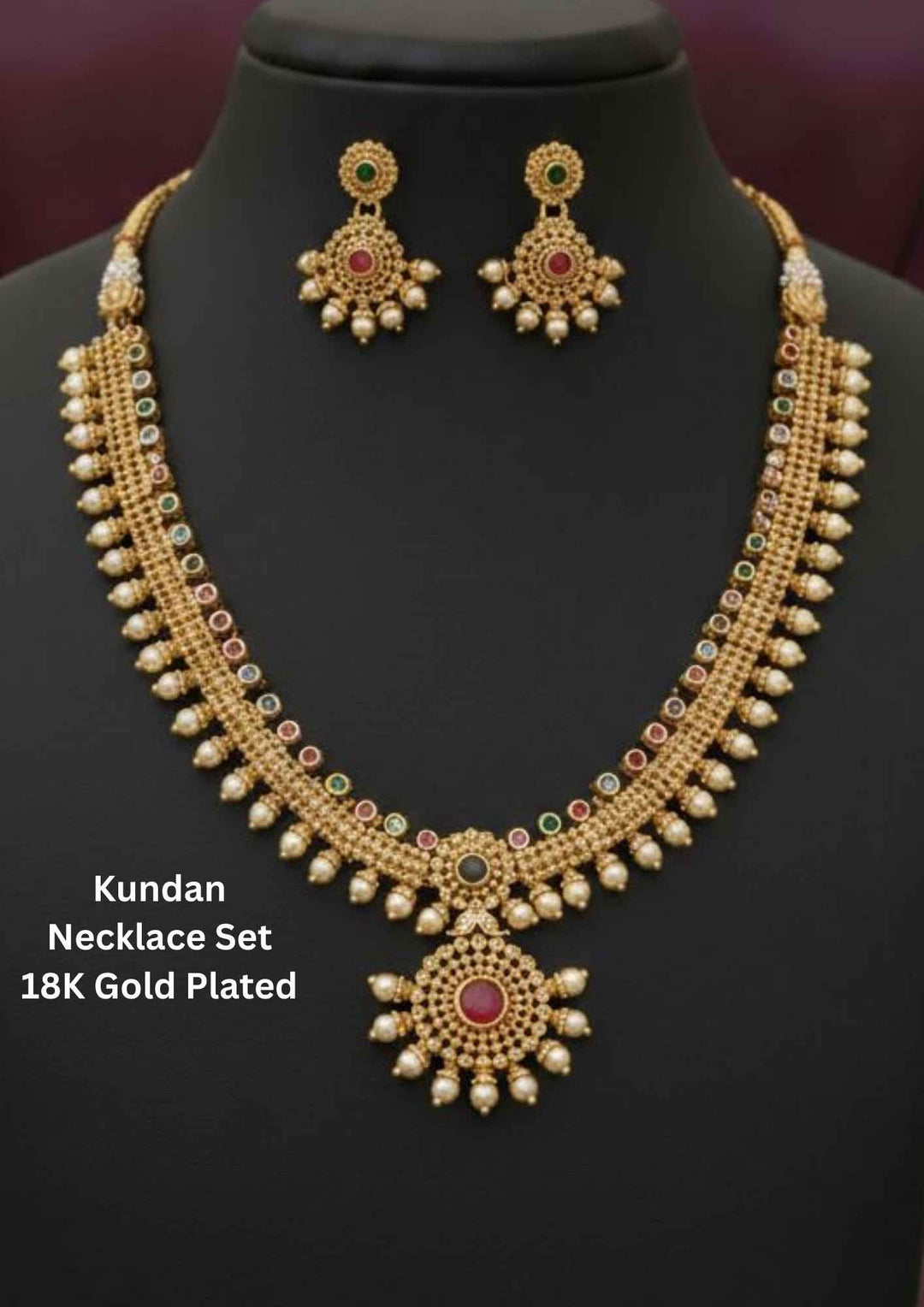 Kundan Necklace Set 18K Gold Plated
