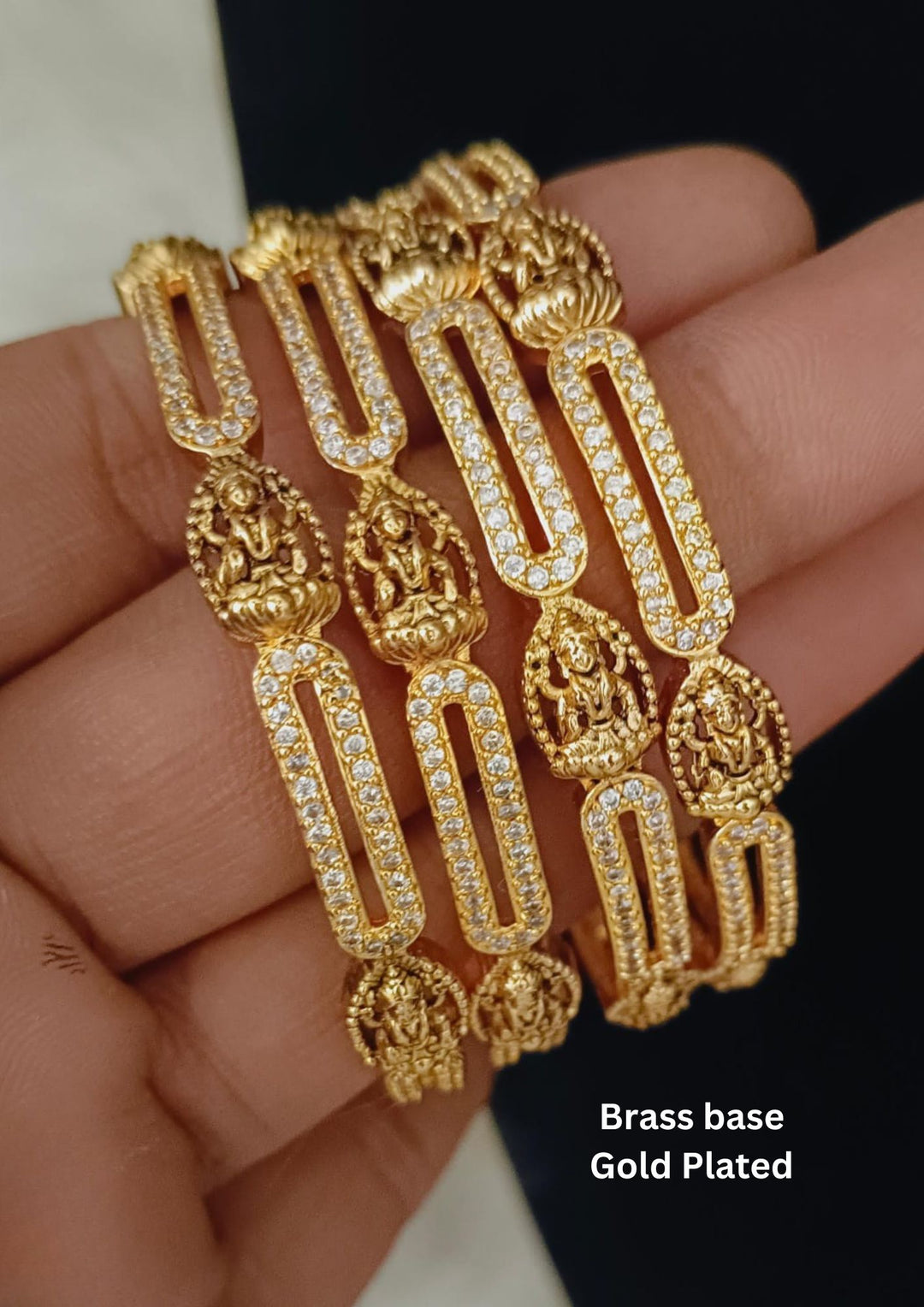 Kundan Gold Plated Temple Lakshmi Bangles 