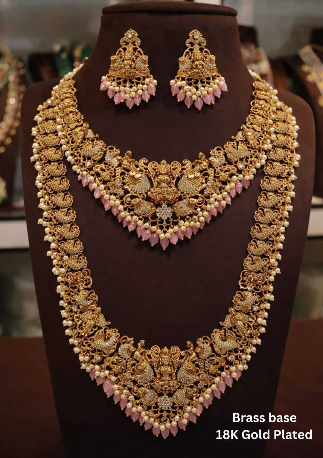  Temple Lakshmi Devi Bridal Necklaces with Earrings
