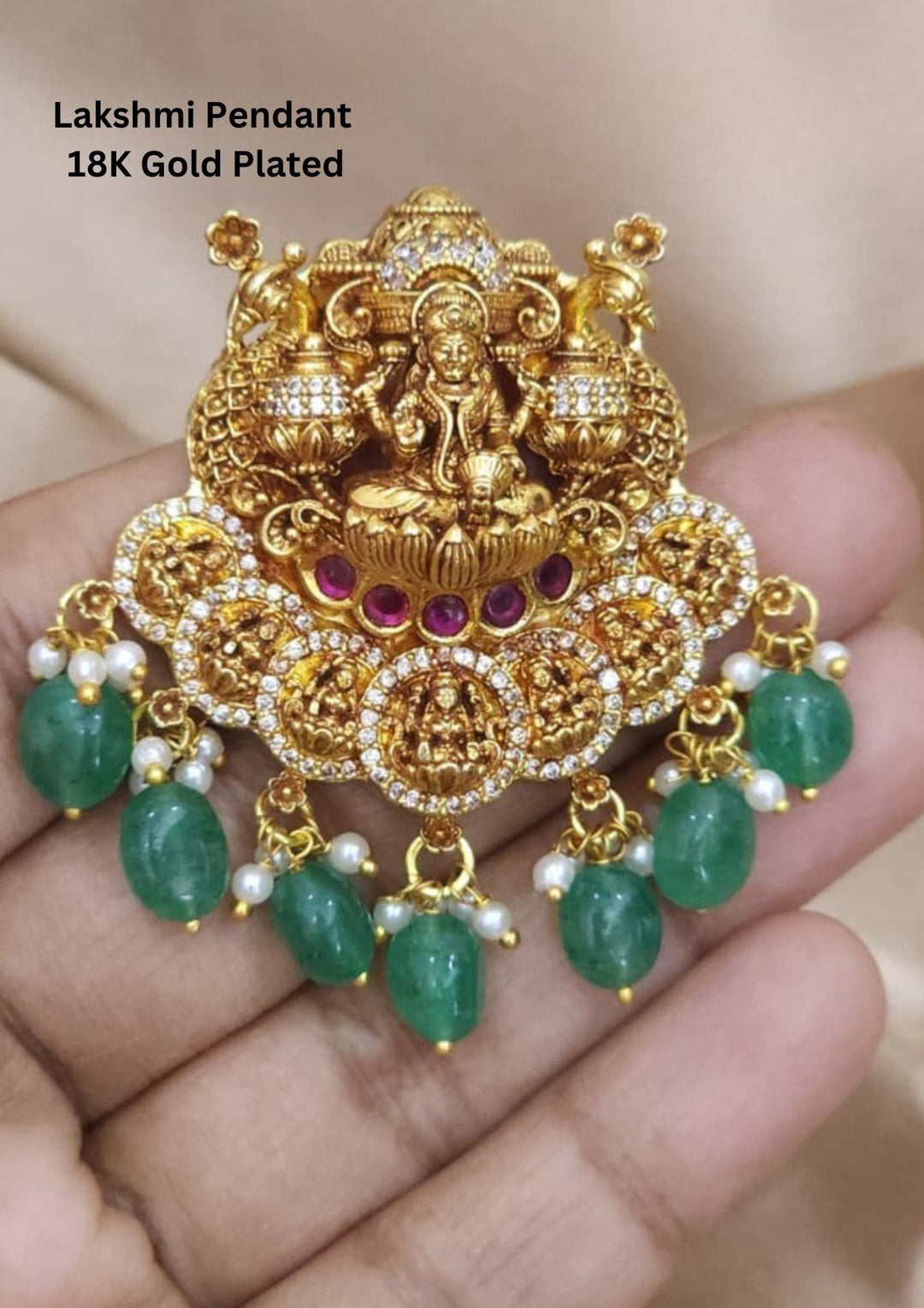 Kundan Gold Plated Temple Laxmi Coin Pendent