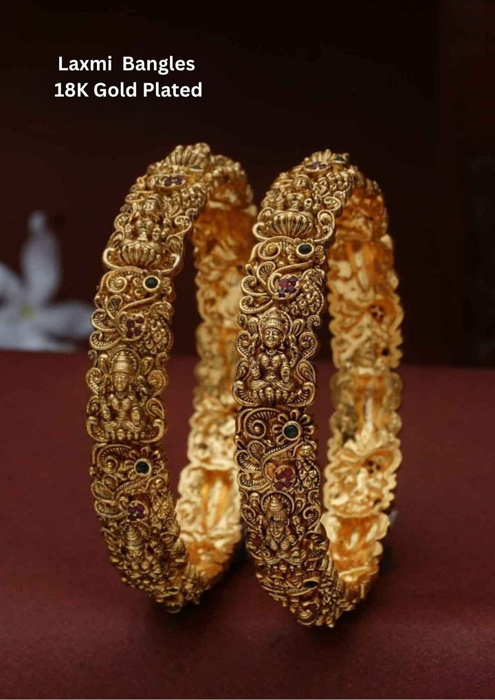 Kundan Gold Plated Temple Laxmi Devi Bangles set-2