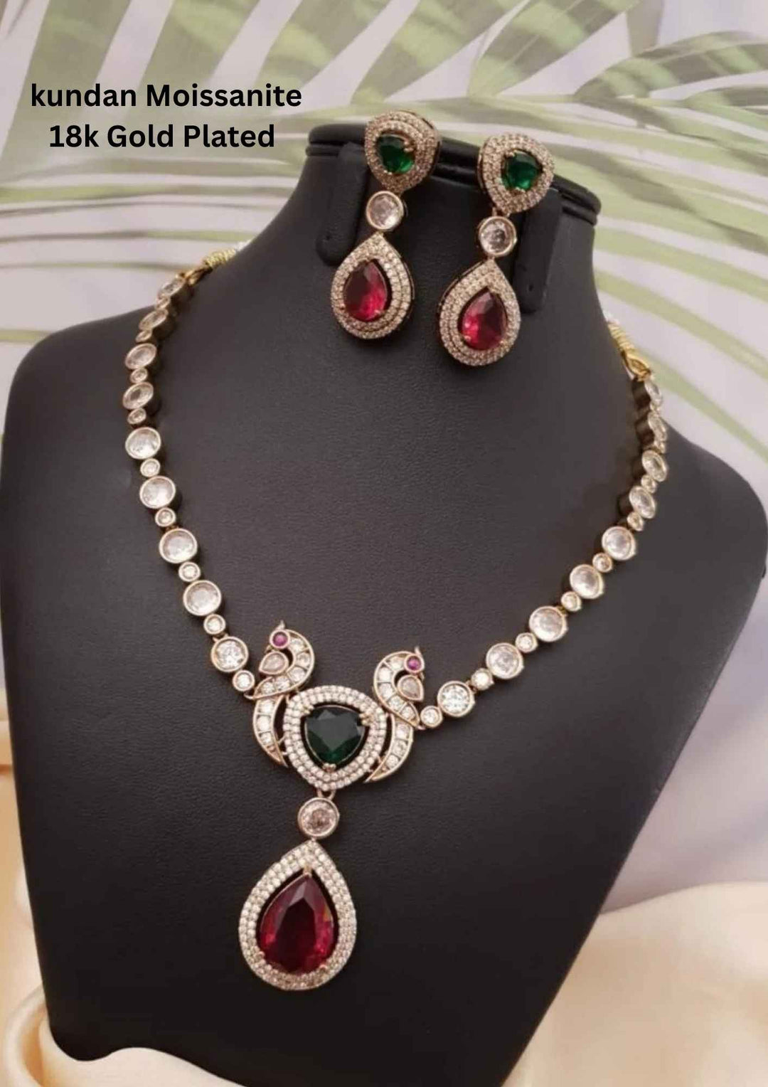 Kundan Gold plated  Moissanite necklace with Earrings