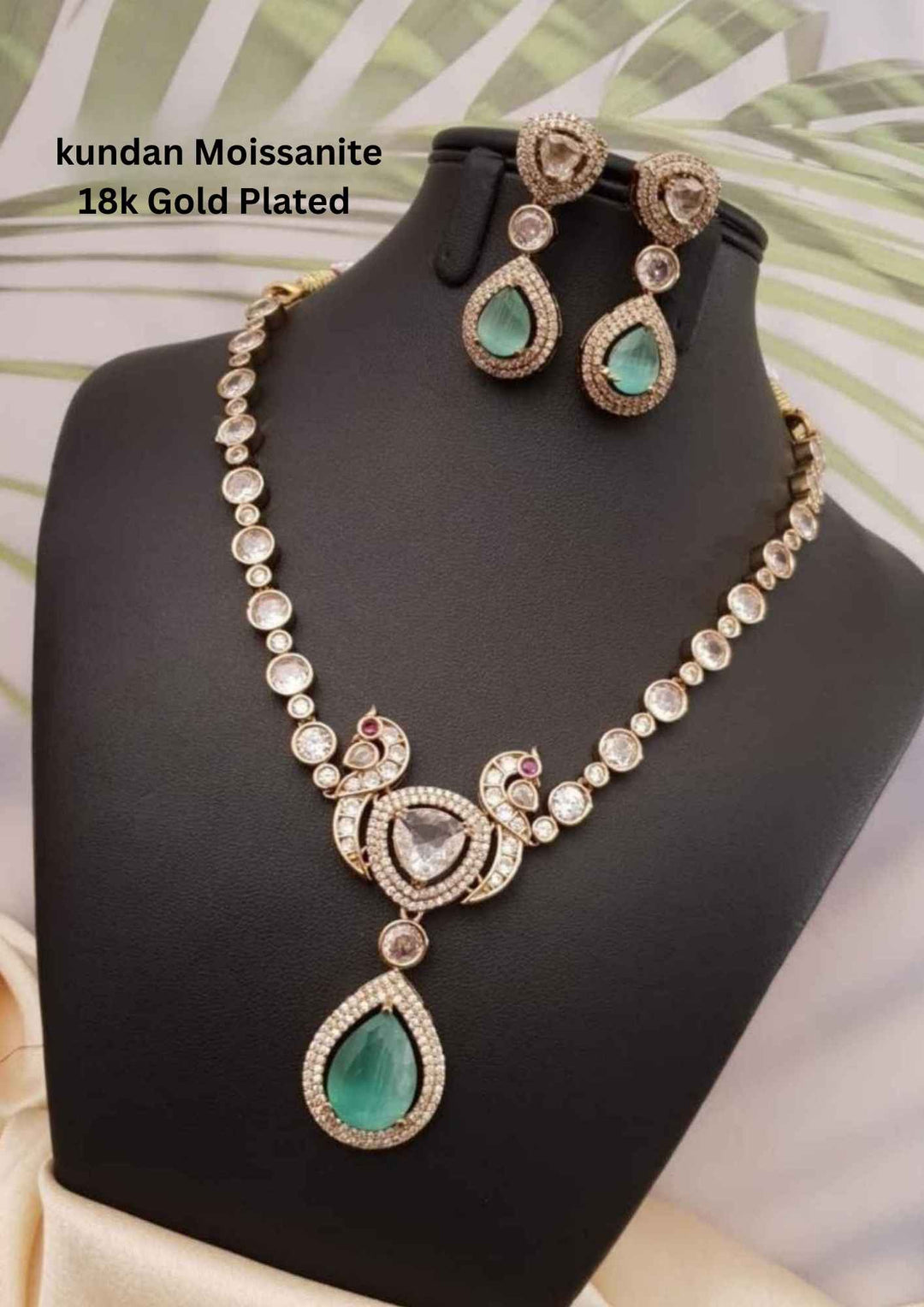 Kundan Gold plated  Moissanite necklace with Earrings