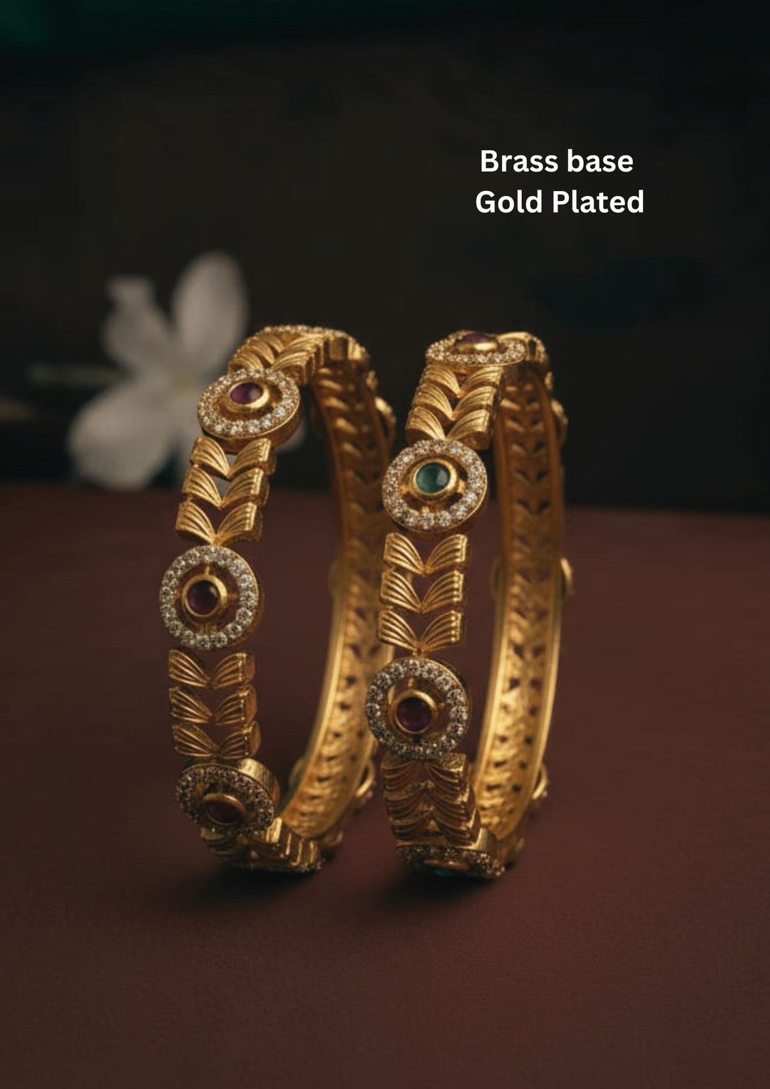 Kundan Kemp Gold Plated Bangles 