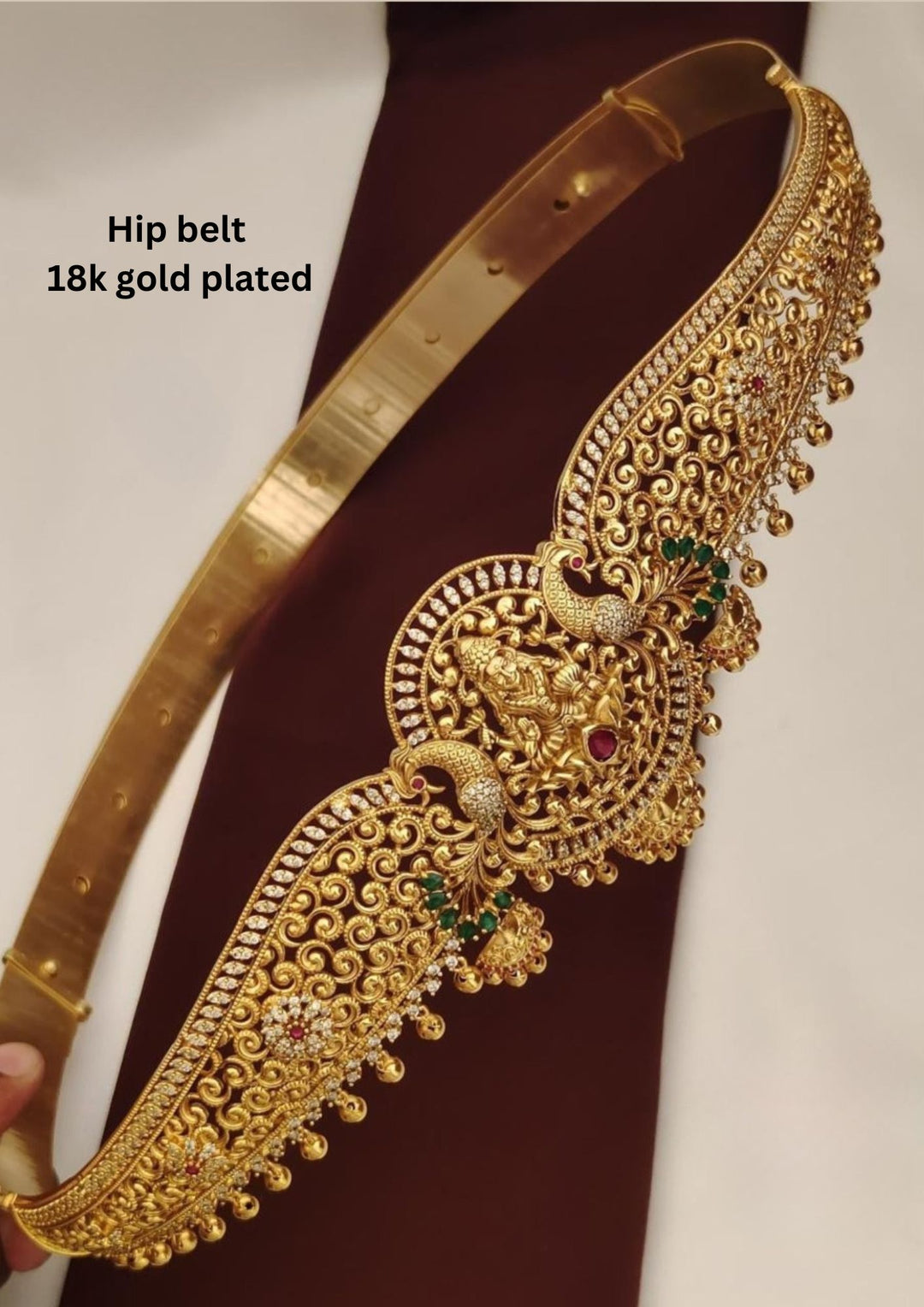 Gold Plated Kundan Lakshmi Hipbelt