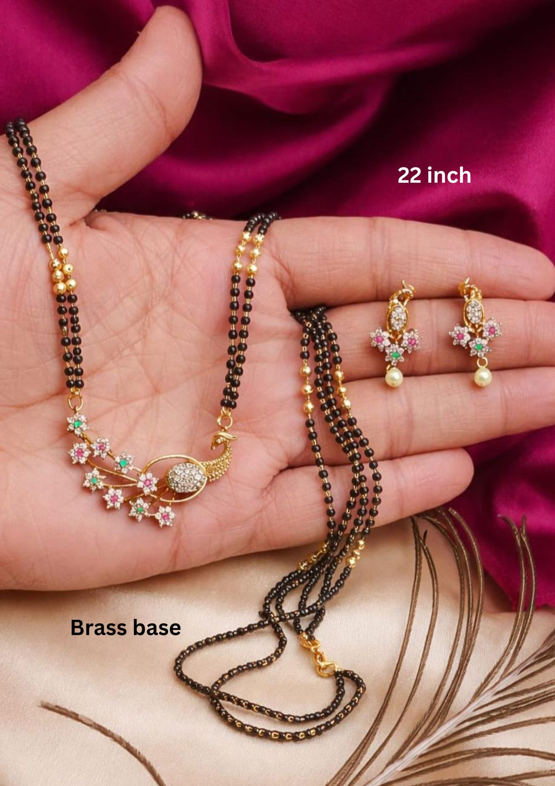 Kundan Peacock Mangalsutra With Earrings