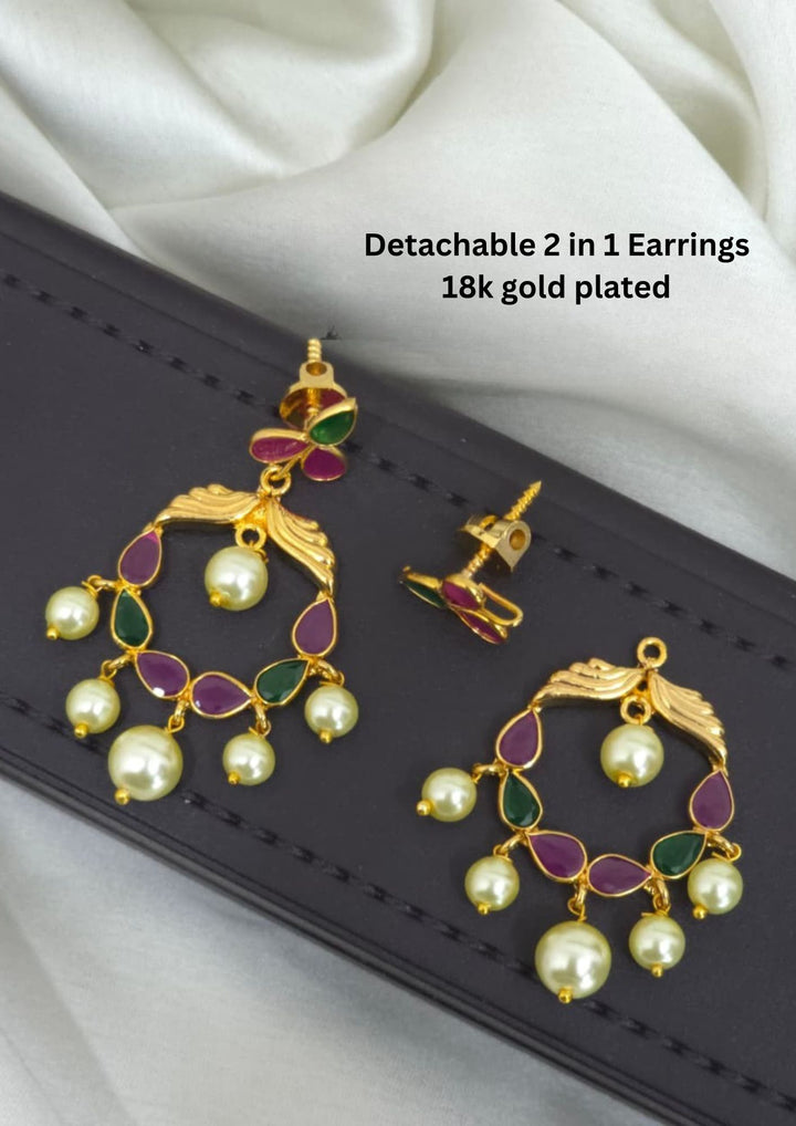 Kundan Pearl Drop (Detachable 2 in 1) Earrings 