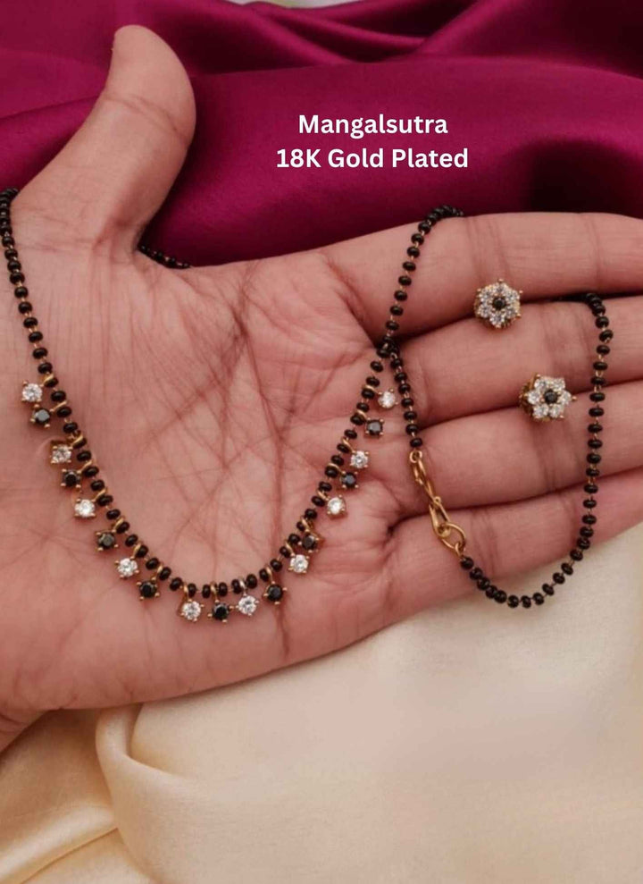 18K gold-plated mangalsutra and earrings