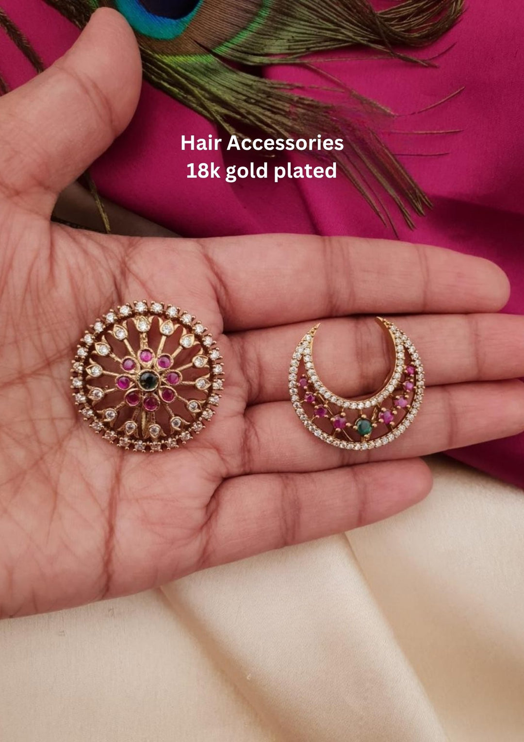 Gold Plated Kundan Sun Moon Hiar accessories