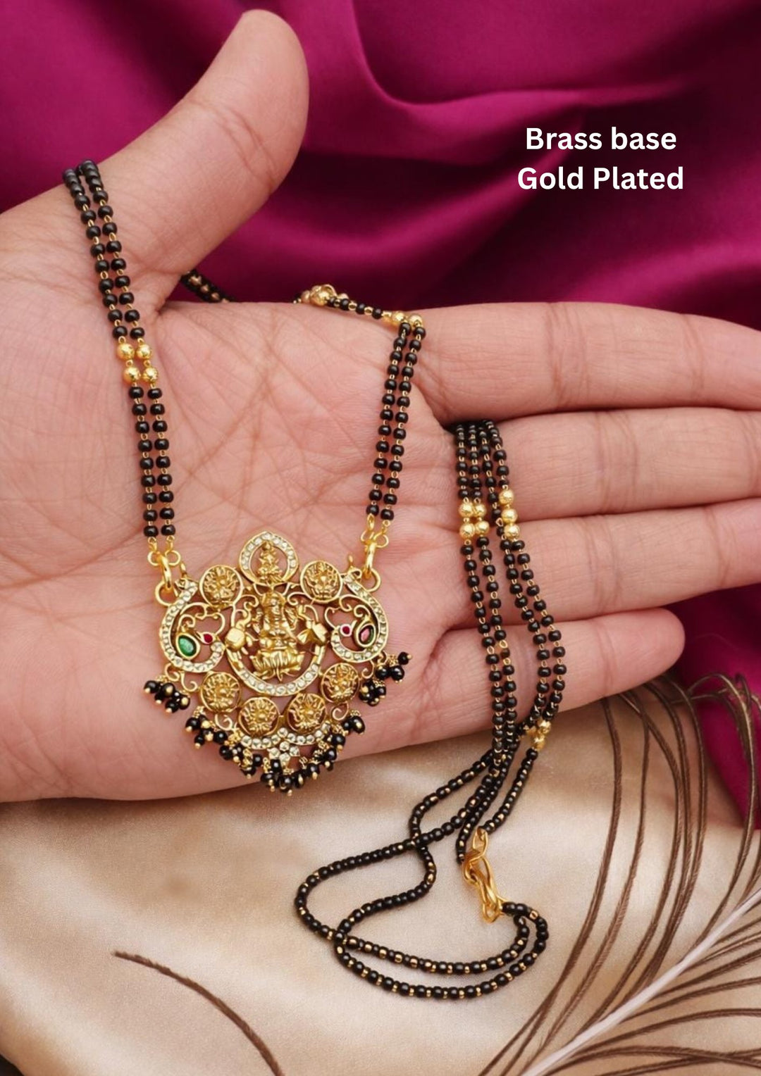 Kundan Temple Lakshmi Gold Plated Mangalsutra 