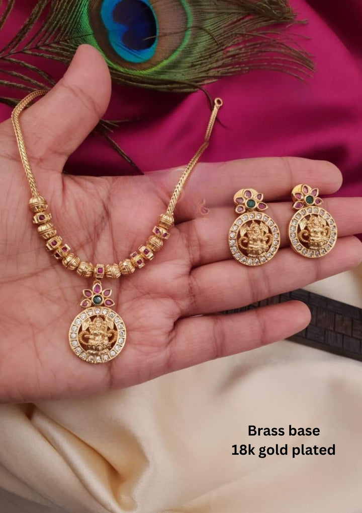 Kundan gold Plated Laxmi devi mini necklace set
