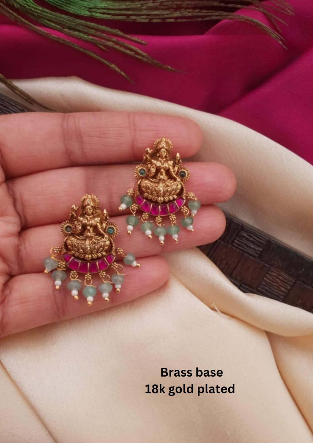 Gold Plated Lakshmi Devi Earrings