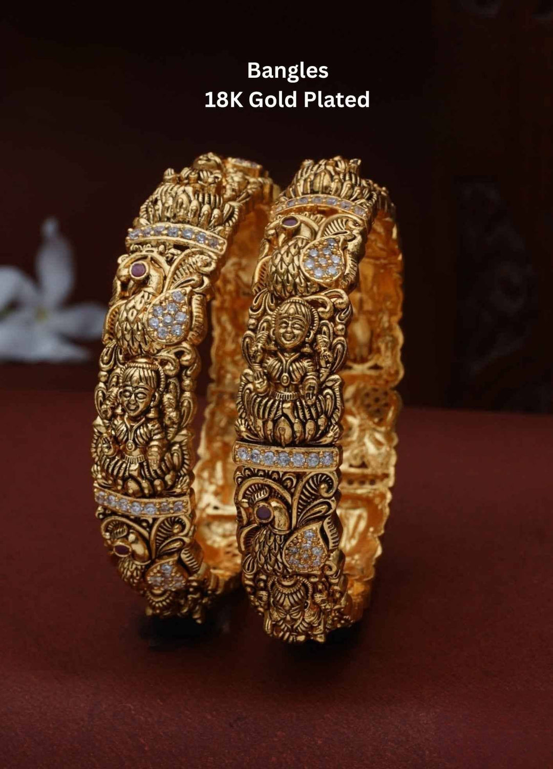 gold-plated bangles with Temple jewellery 
