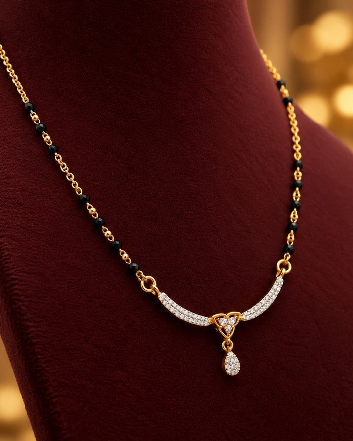 Zircon Diamond Gold Plated Sparkling Tear Drop Mangalsutra