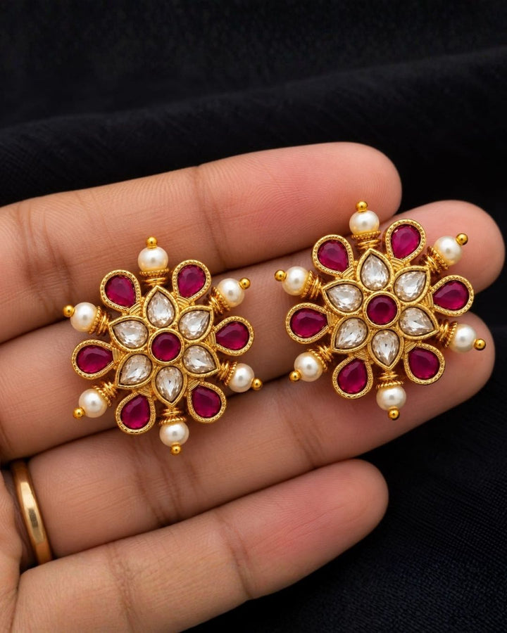 Gold Plated Kemp Flower Studs