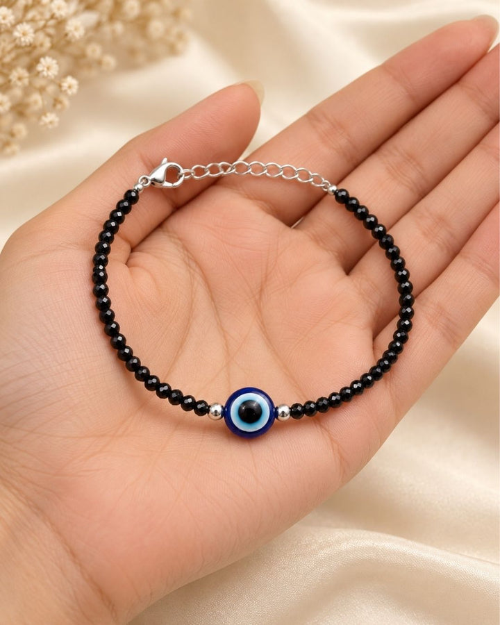 Black Beaded Evil Eye Payal Set of 2