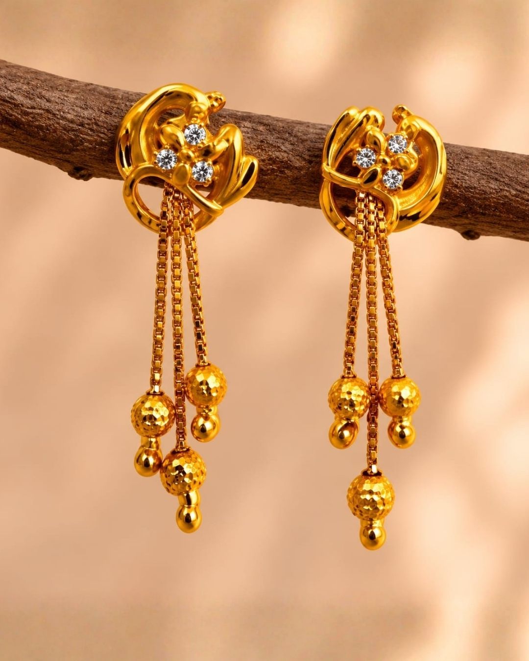Gold Plated Stone Drop Earrings