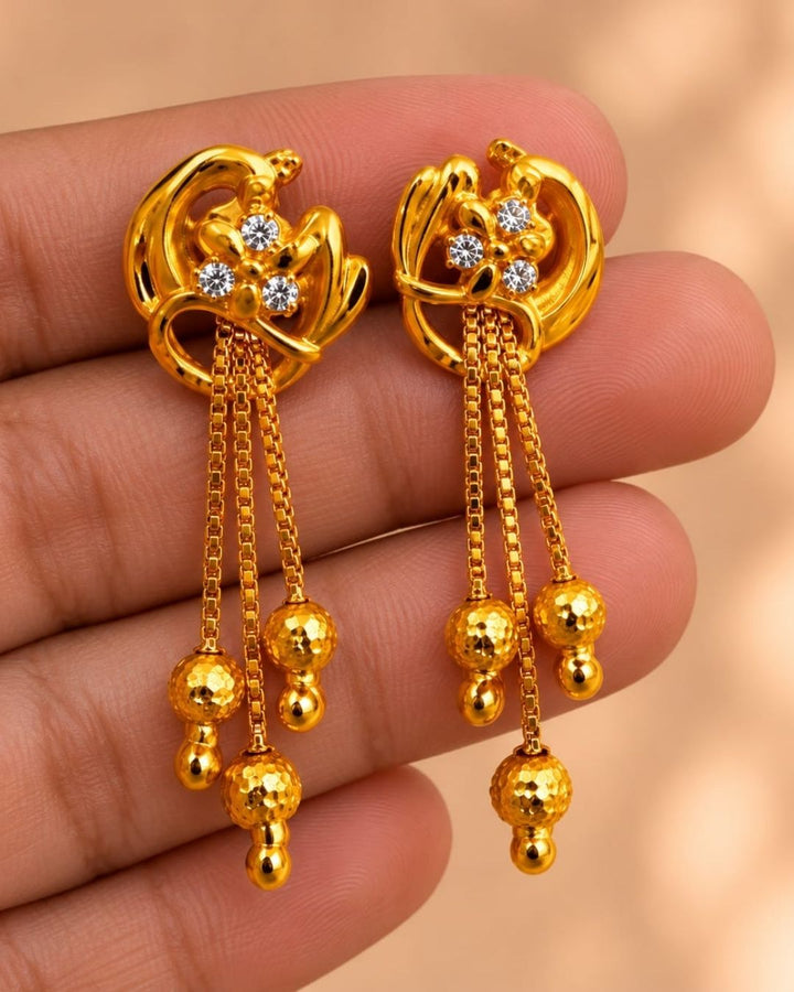 Gold Plated Stone Drop Earrings
