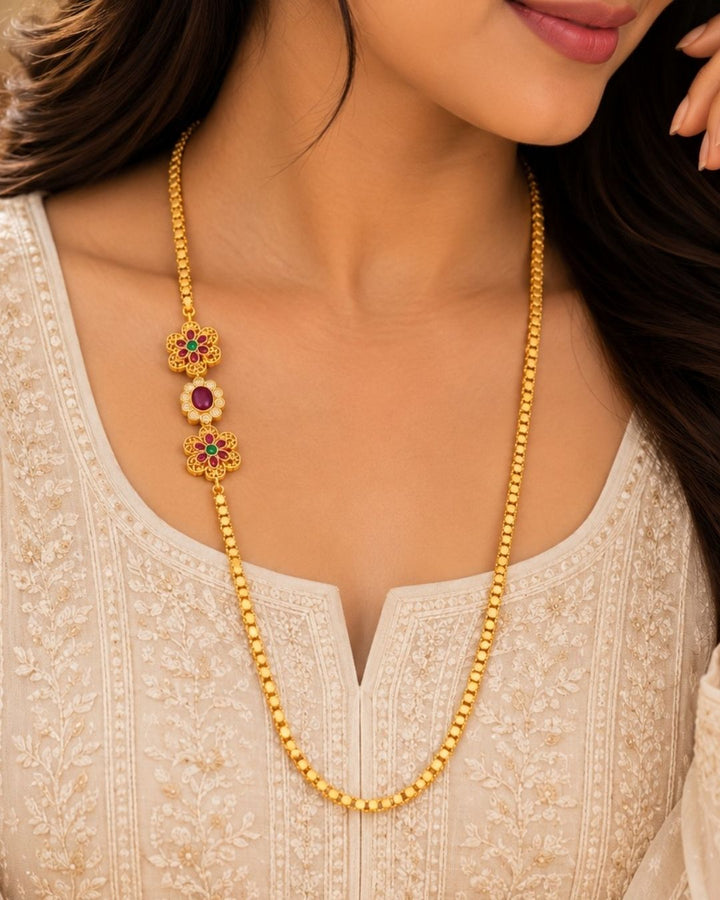 Gold Plated Floral Thaali Chain