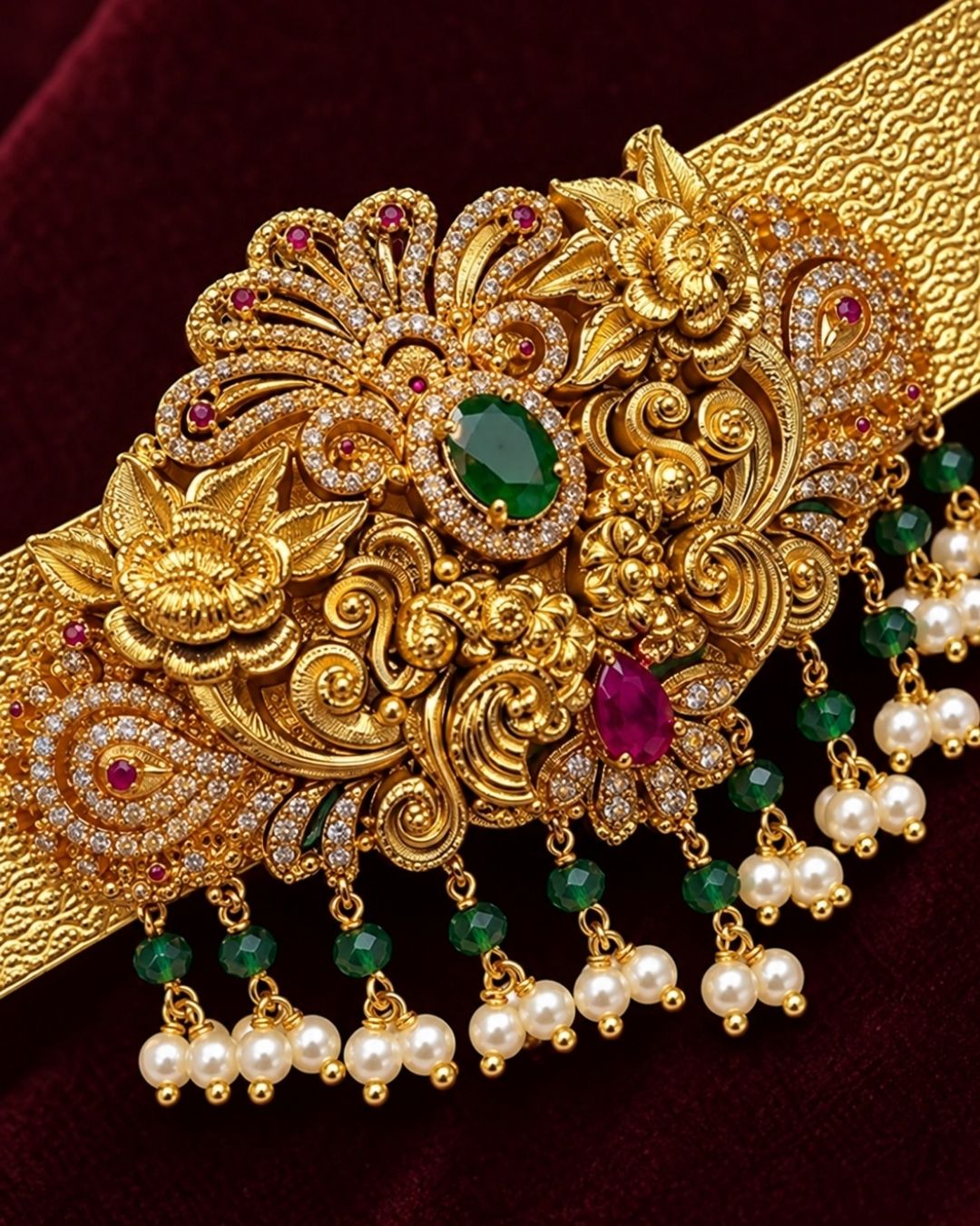 Jadau Kundan Gold Plated Adult Hipbelt (Vaddanam)