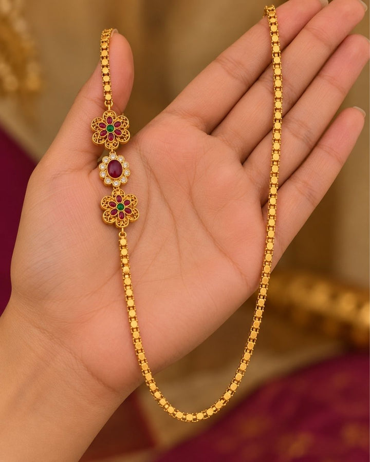 Gold Plated Floral Thaali Chain