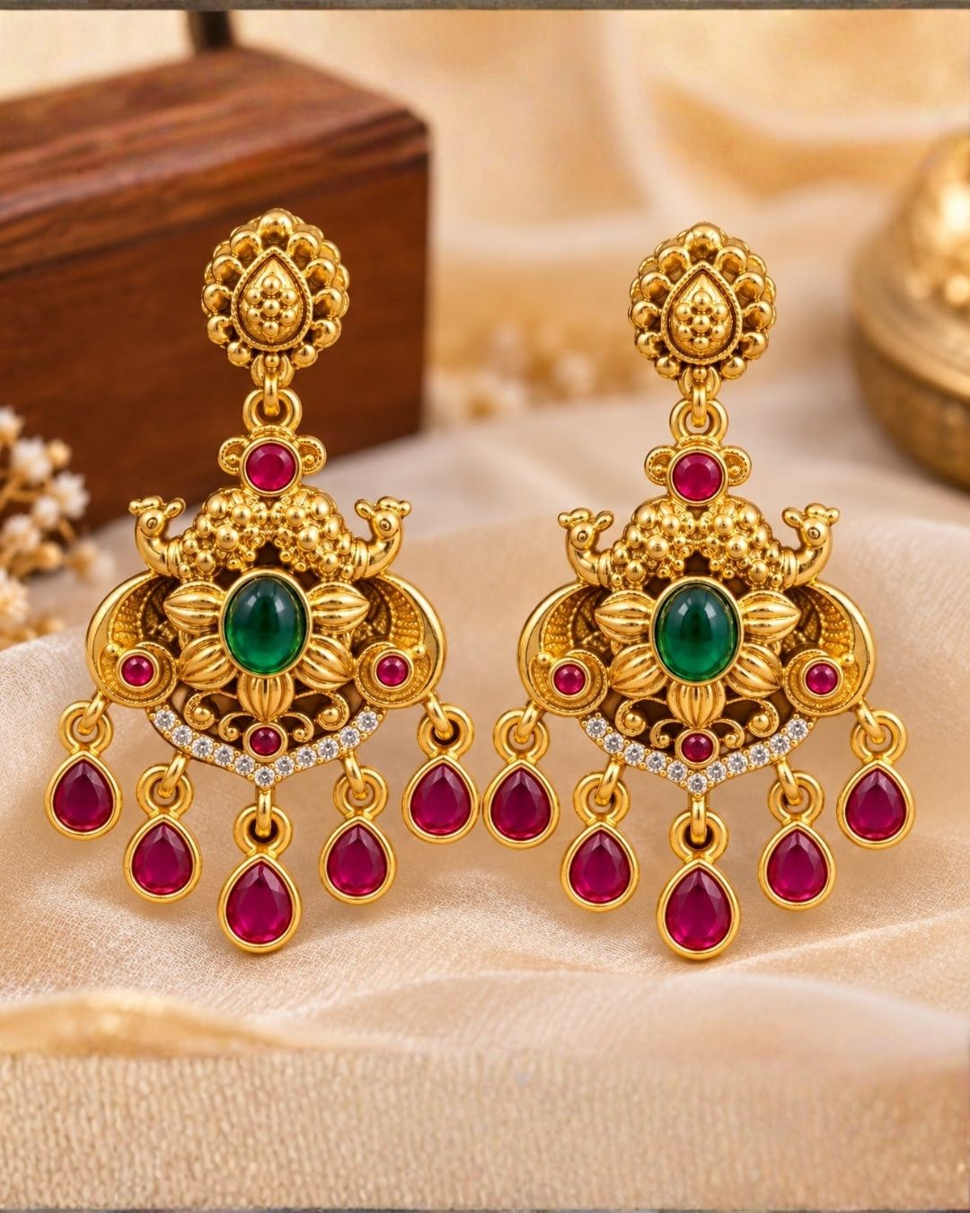 Jadau Kundan Gold Plated Traditional Floral Jhumka Earrings