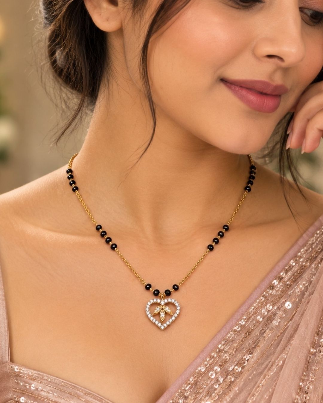 Zircon Diamond Heart Shape Mangalsutra