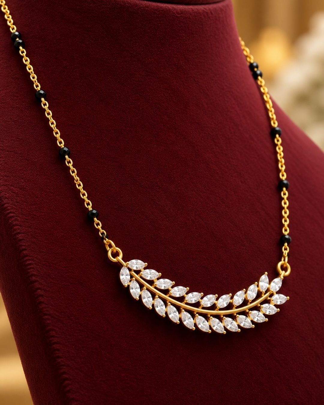 Gold Plated Leaf Design Mangalsutra