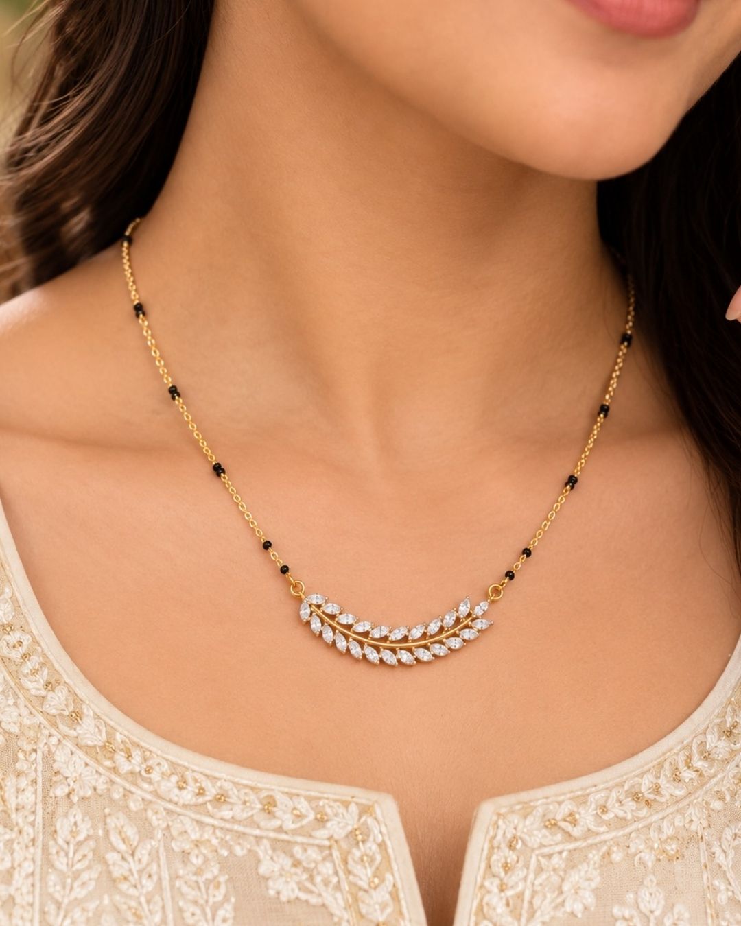 Gold Plated Leaf Design Mangalsutra