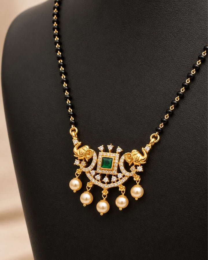 Pure Zirconian Diamond Emerald Mangalsutra s70054