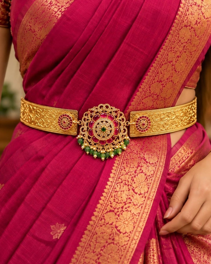Jadau Kundan Gold Plated Traditional Hipbelt rd13