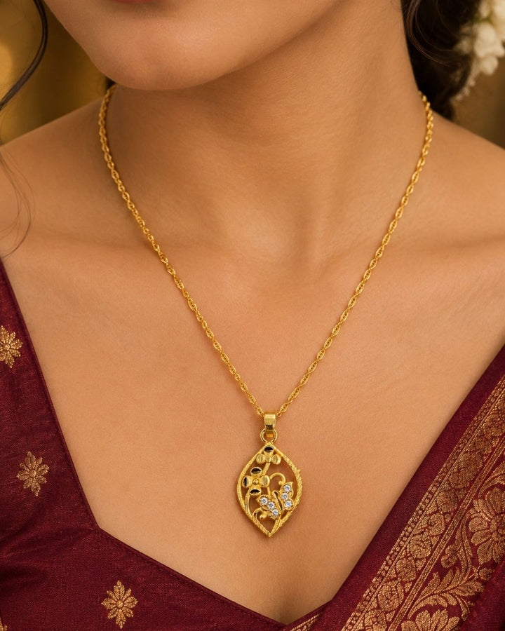 Gold Plated Floral Leaf  Pendant