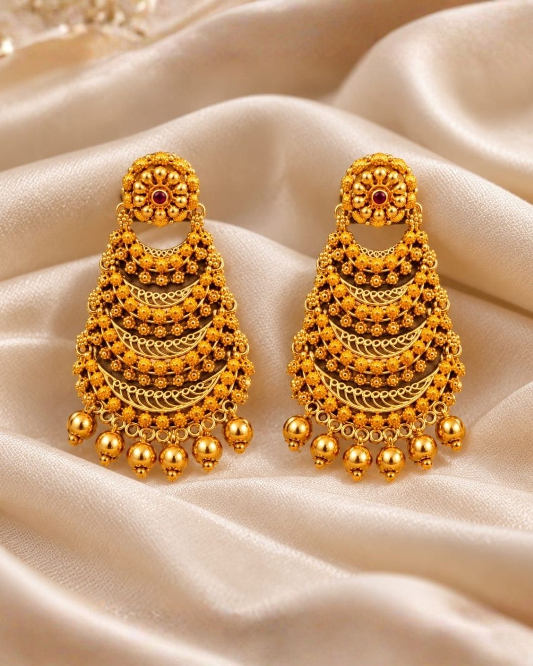 Gold Plated Earrings with Layered Design