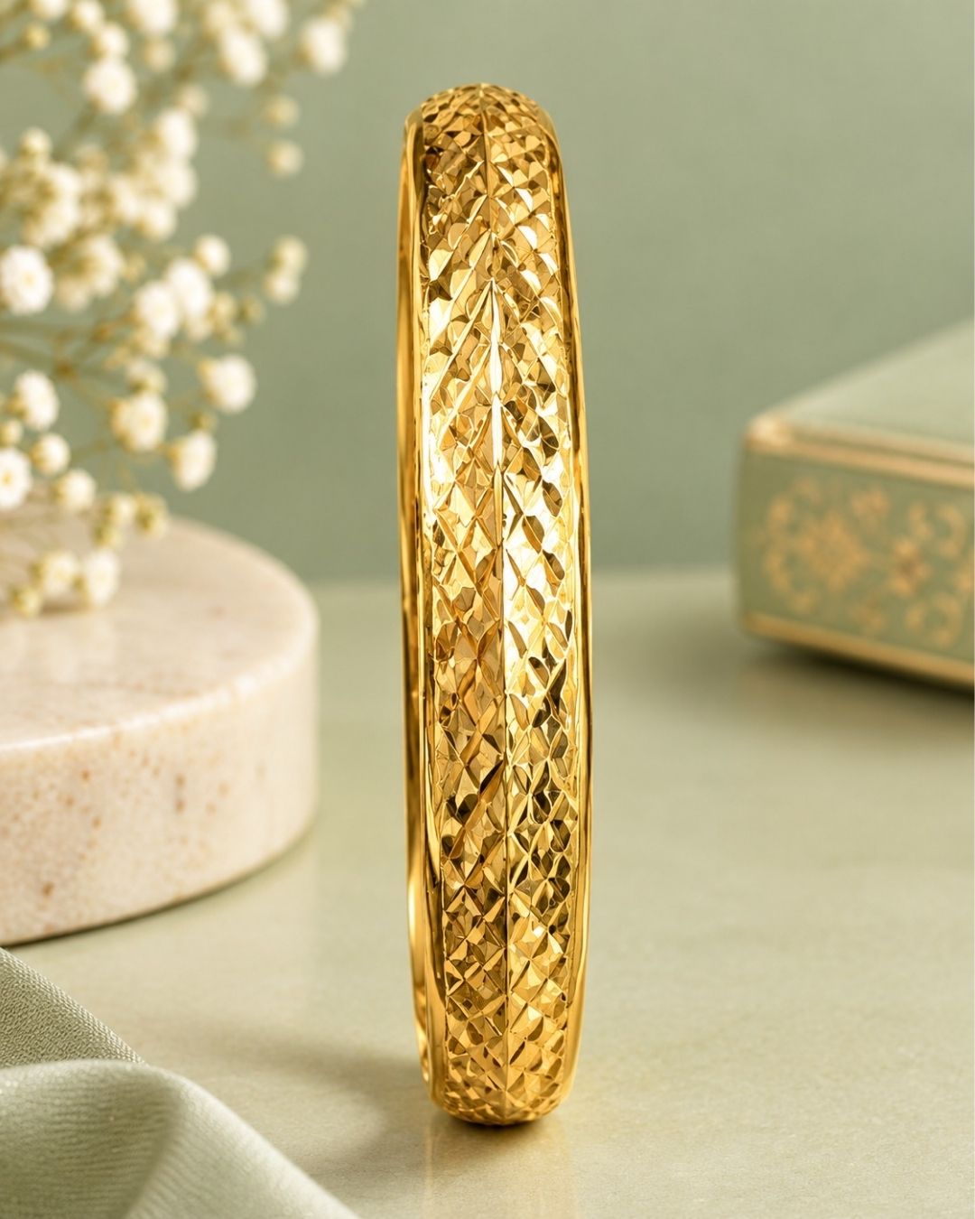 Gold Plated Classic Kada Bracelet for Men