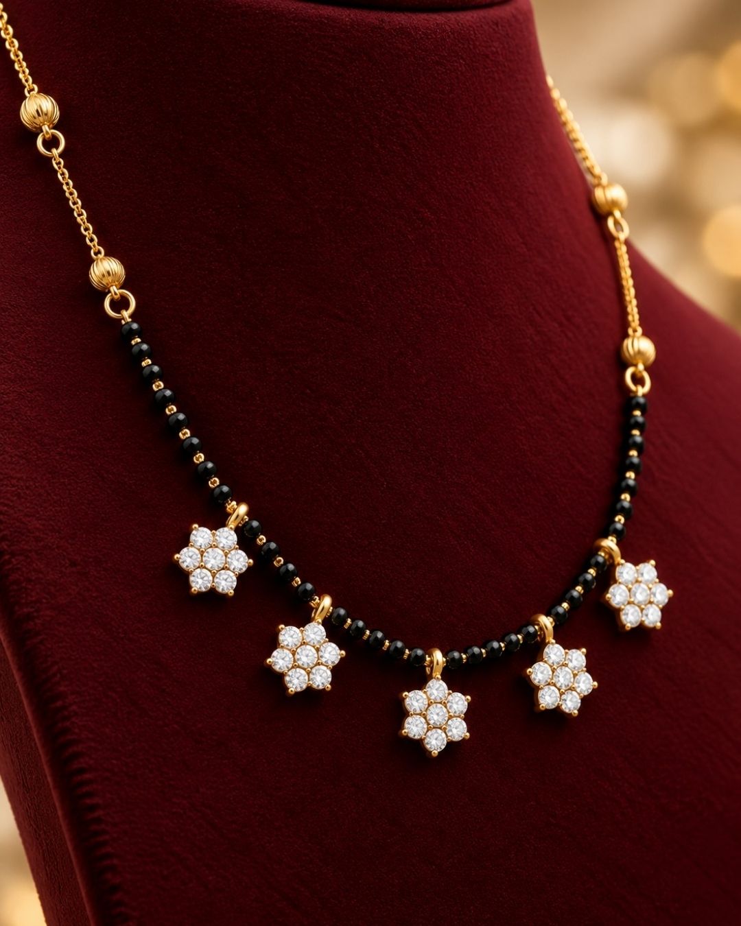 Gold Plated Mangalsutra with Floral Design