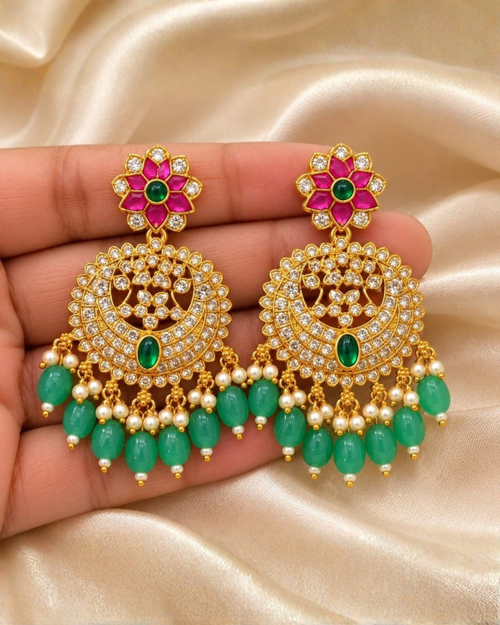 Jadau Kundan Gold Plated Chandbali Earrings