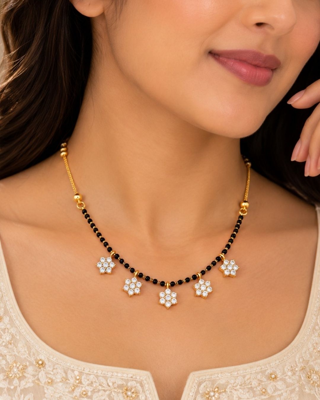 Gold Plated Mangalsutra with Floral Design