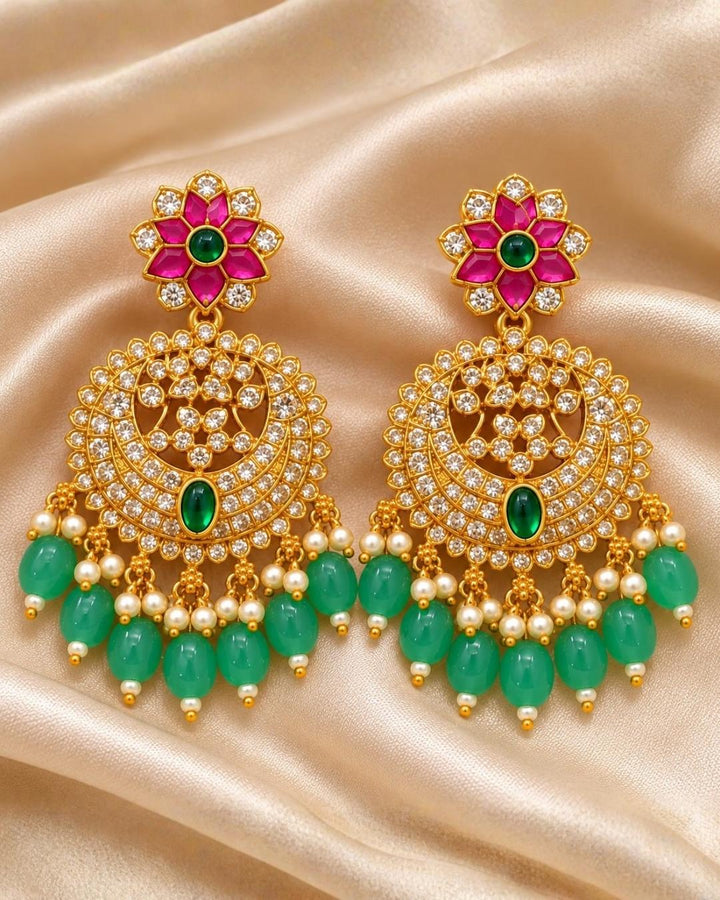 Jadau Kundan Gold Plated Chandbali Earrings