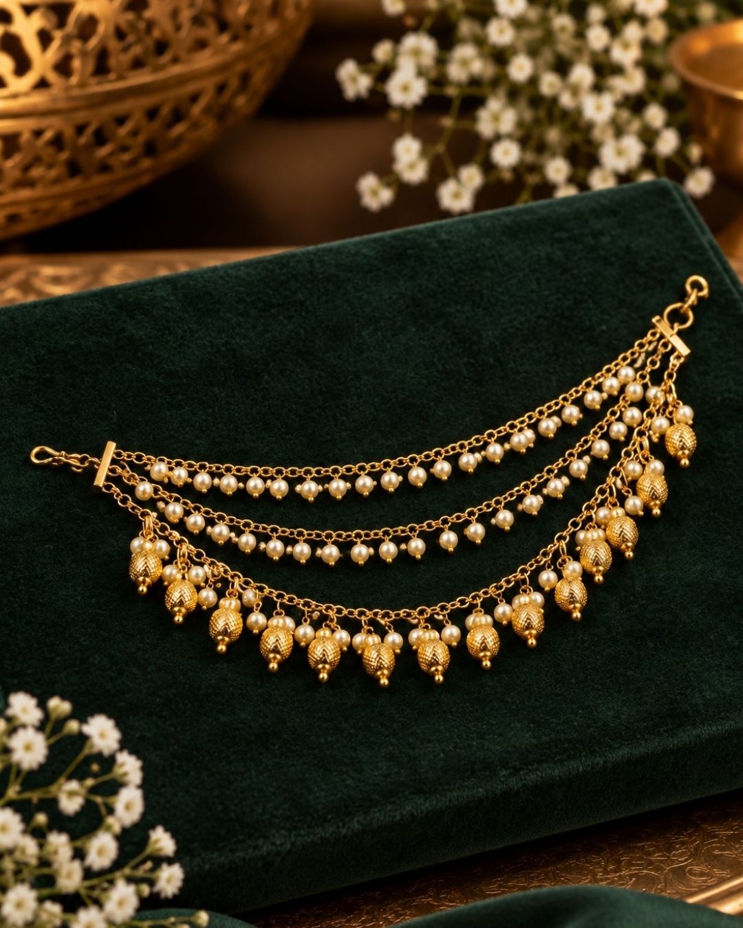 Gold Plated Beads Traditional Earchains