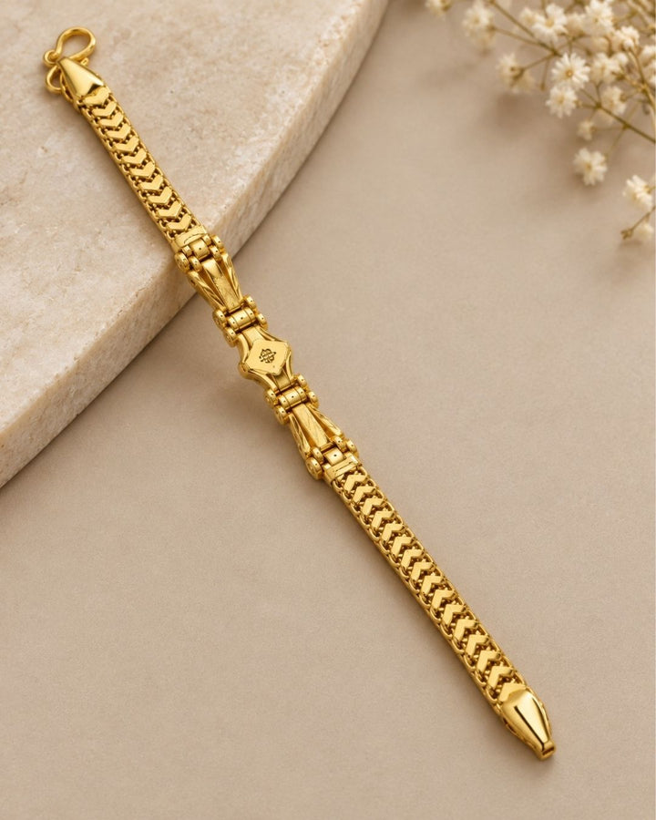 Gold Plated Designer Centerpiece Men’s Bracelet