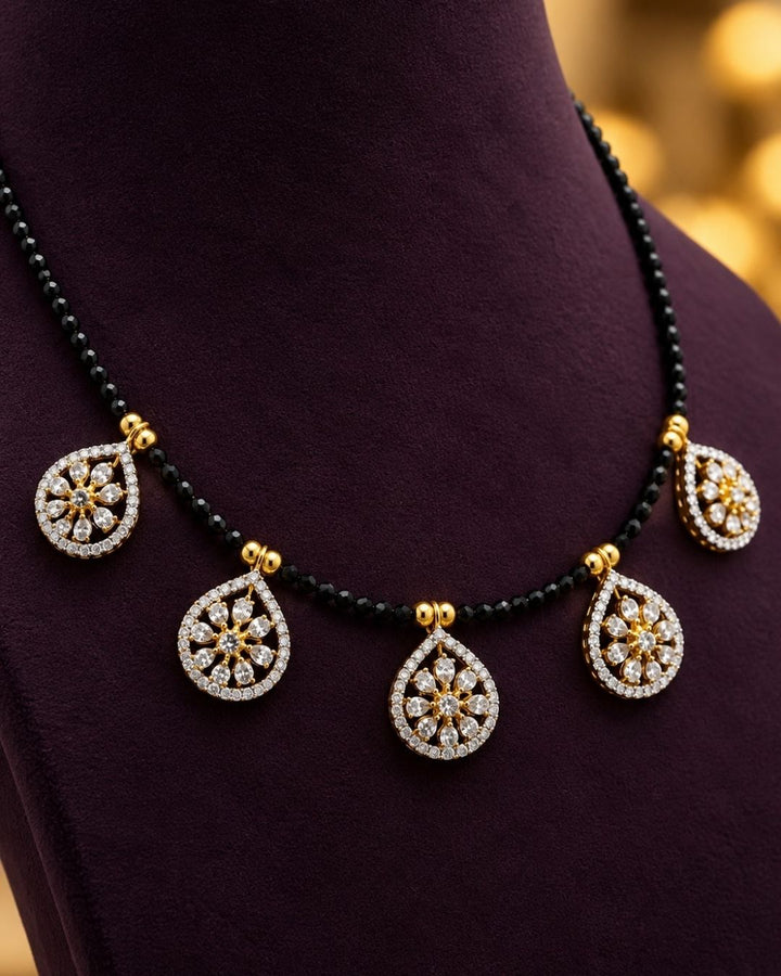 Zircon Diamond Gold Plated Manglasutra with Studs