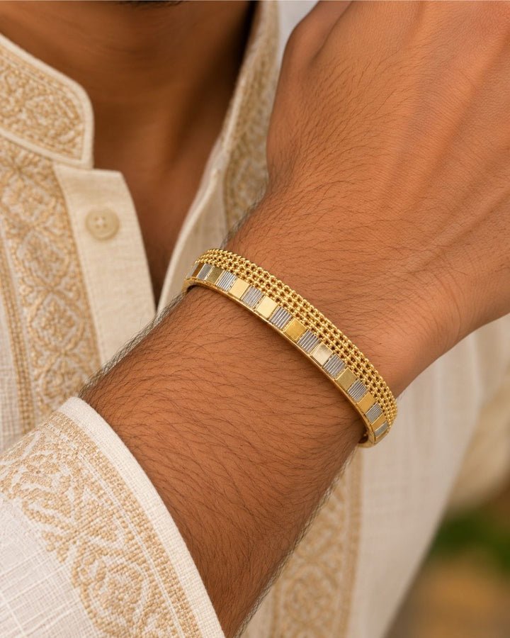 Gold Plated Stylish Two-Tone Kada for Men