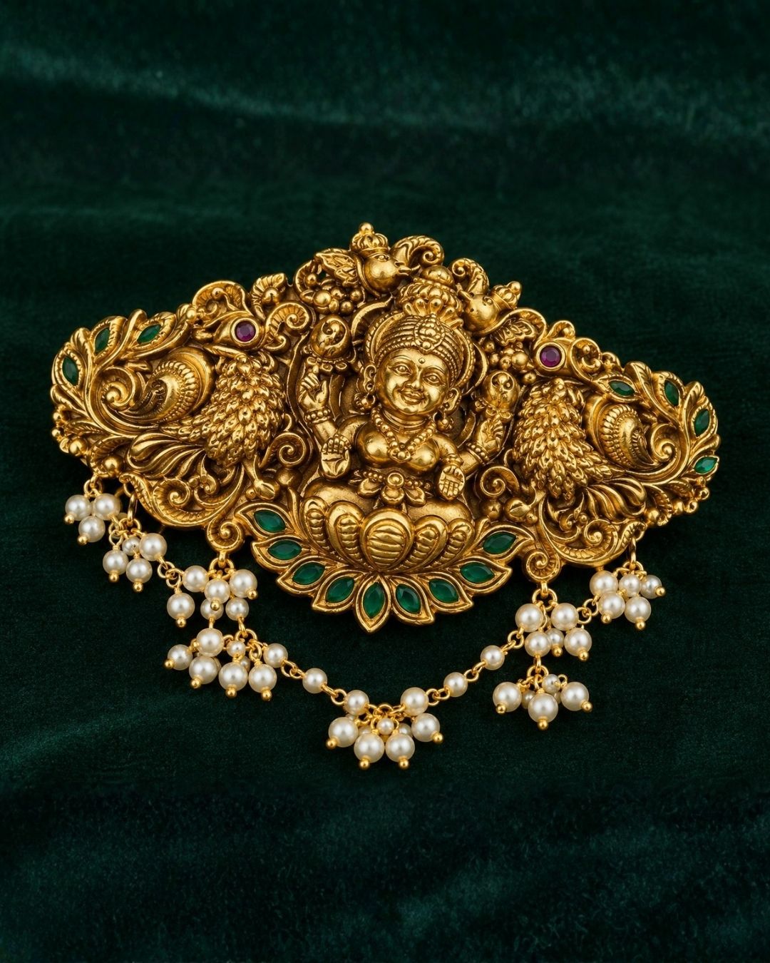 Gold Plated Laxmi Antique Hair Clip