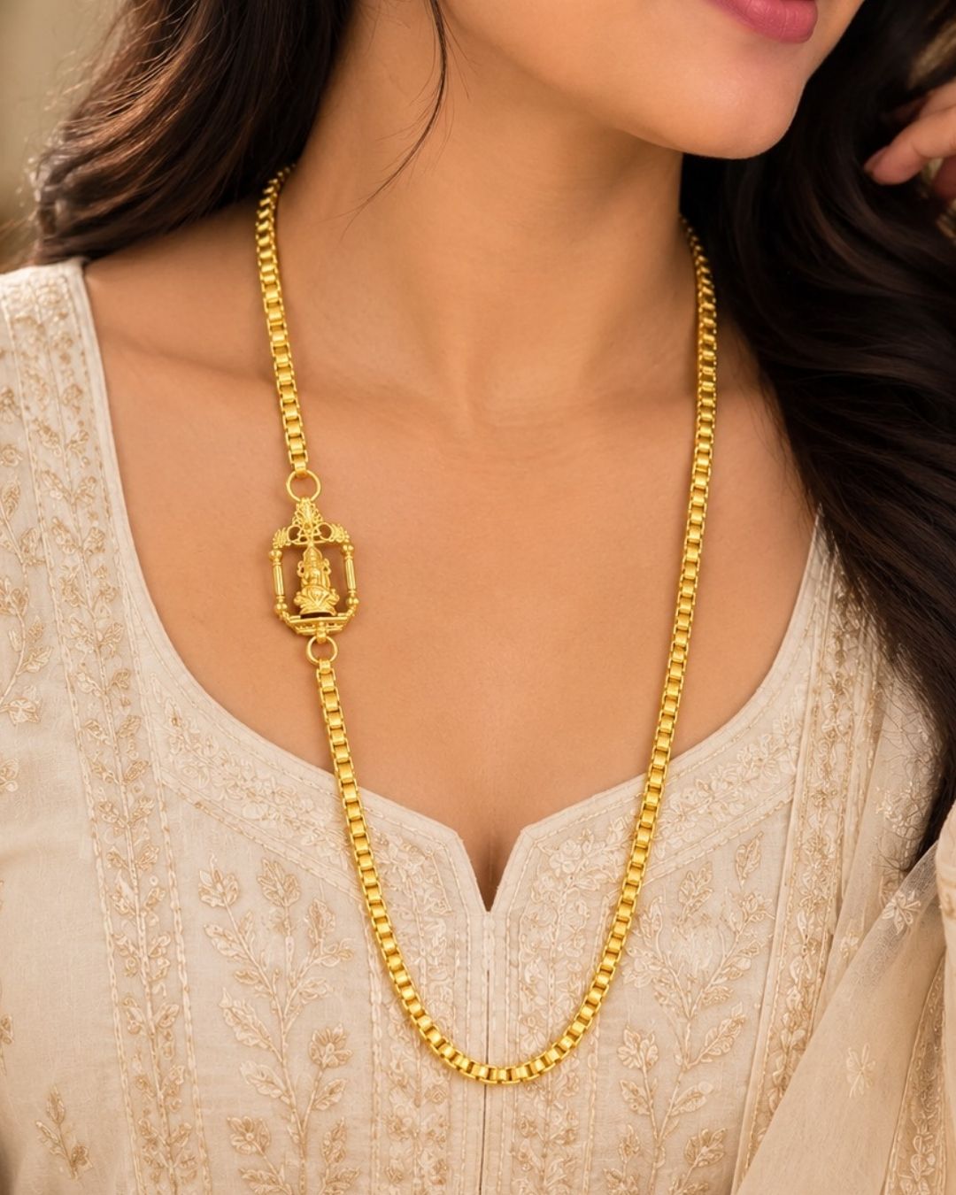 18K Gold Plated Lakshmi Swing Thaali Chain