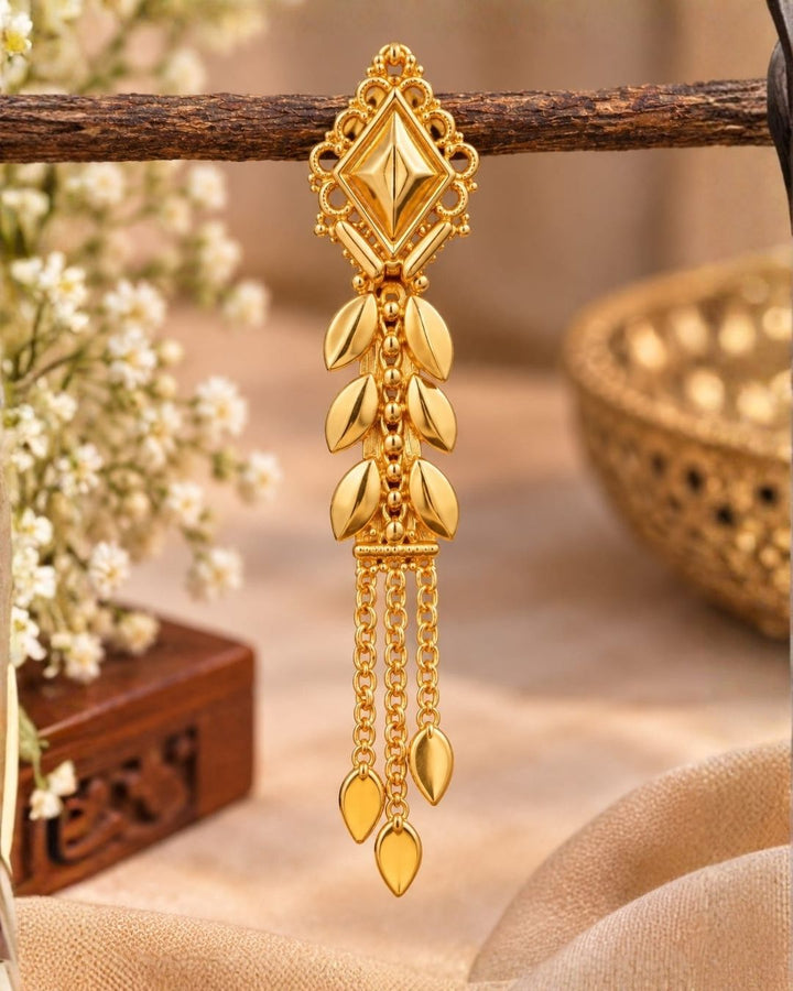 Gold Plated Traditional Leaf Drop Earrings