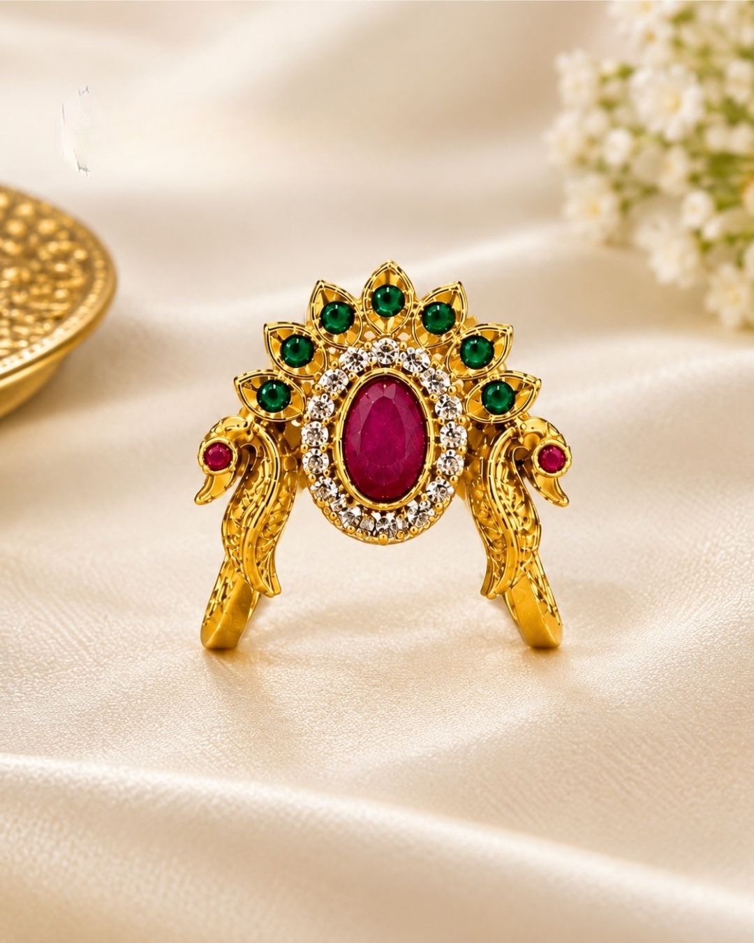 Kundan Gold Plated Peacock Ring