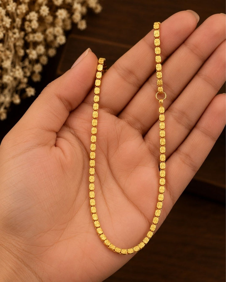 Gold Plated Textured Link Thaali Chain