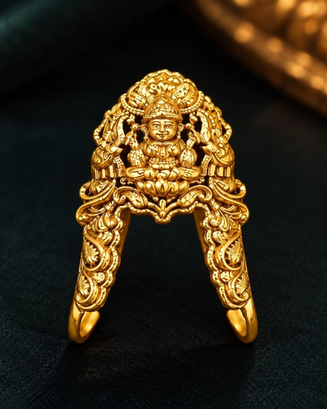 Gold Plated Lakshmi Devi Adjustable Ring