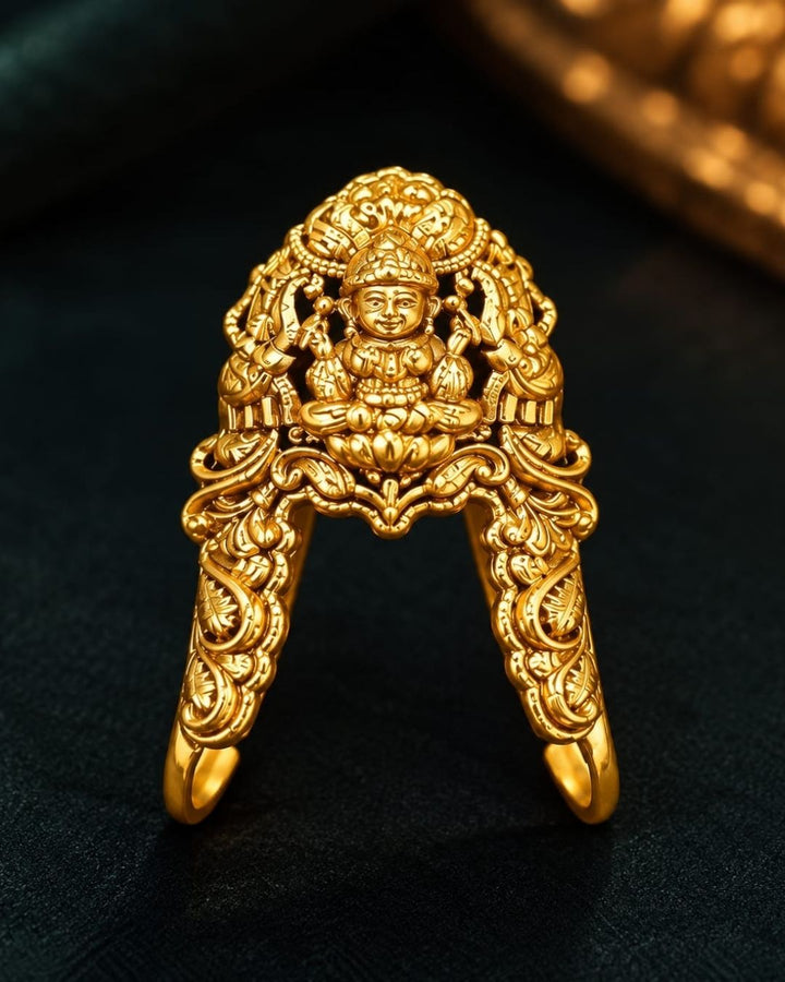 Gold Plated Lakshmi Devi Adjustable Ring