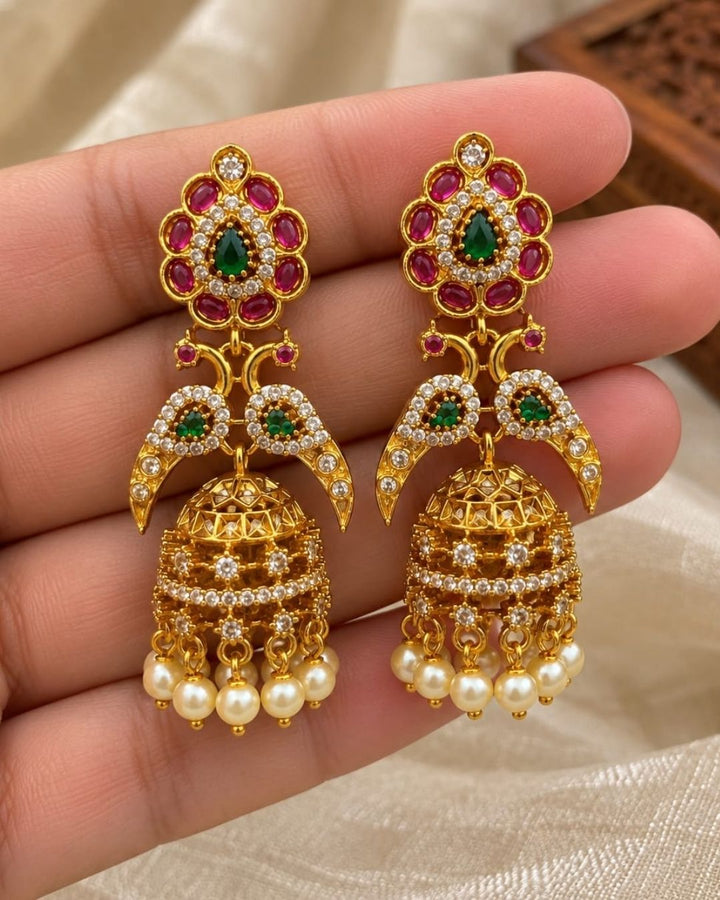 Jadau Kundan Gold Plated Jhumka Earrings